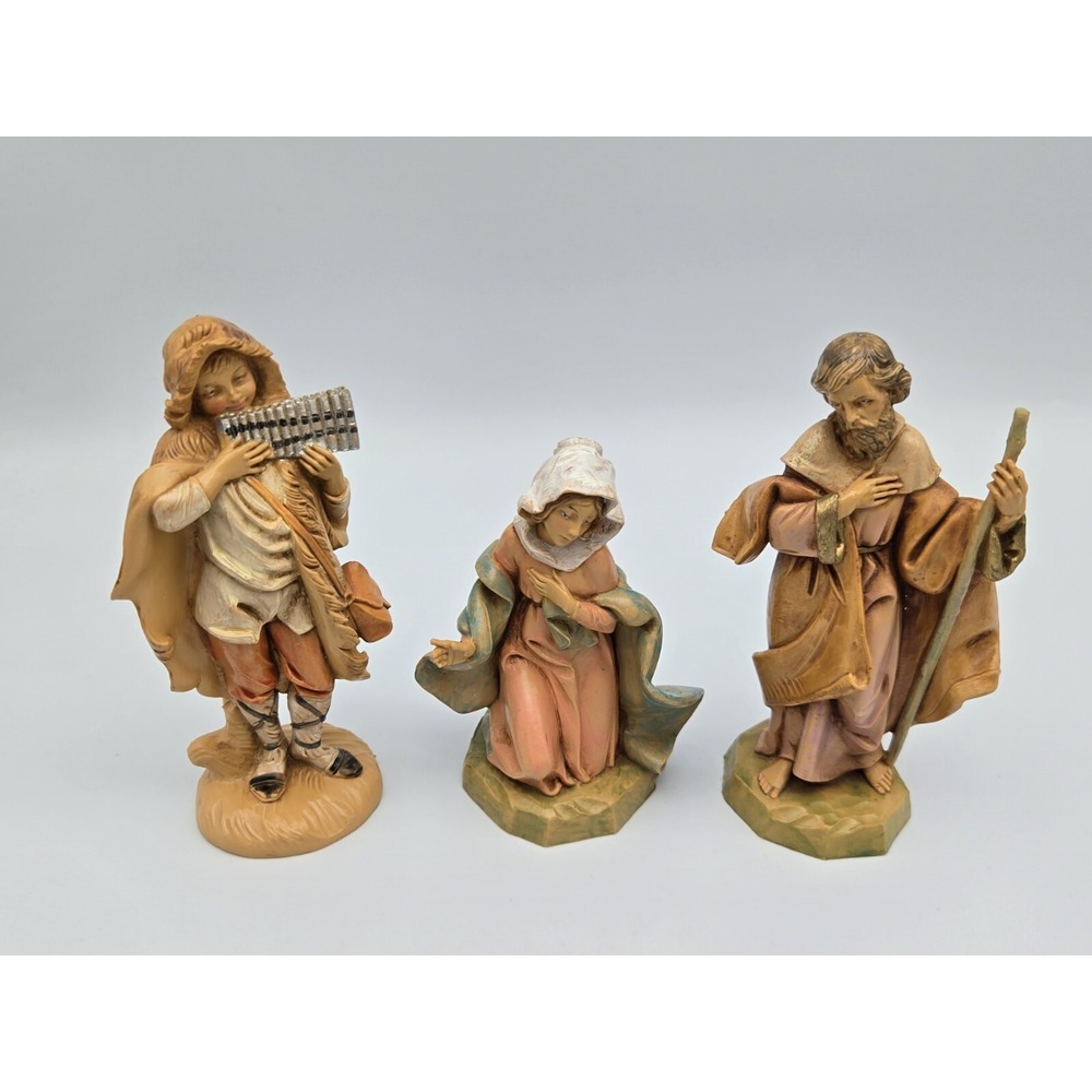 Fontanini Christmas Nativity Figure Lot 1991 Mary Joseph 1987 Eli Boy with Flute - Picture 2 of 7
